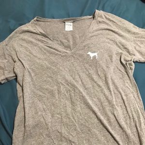 Gray with camo Victoria’s Secret V-neck top